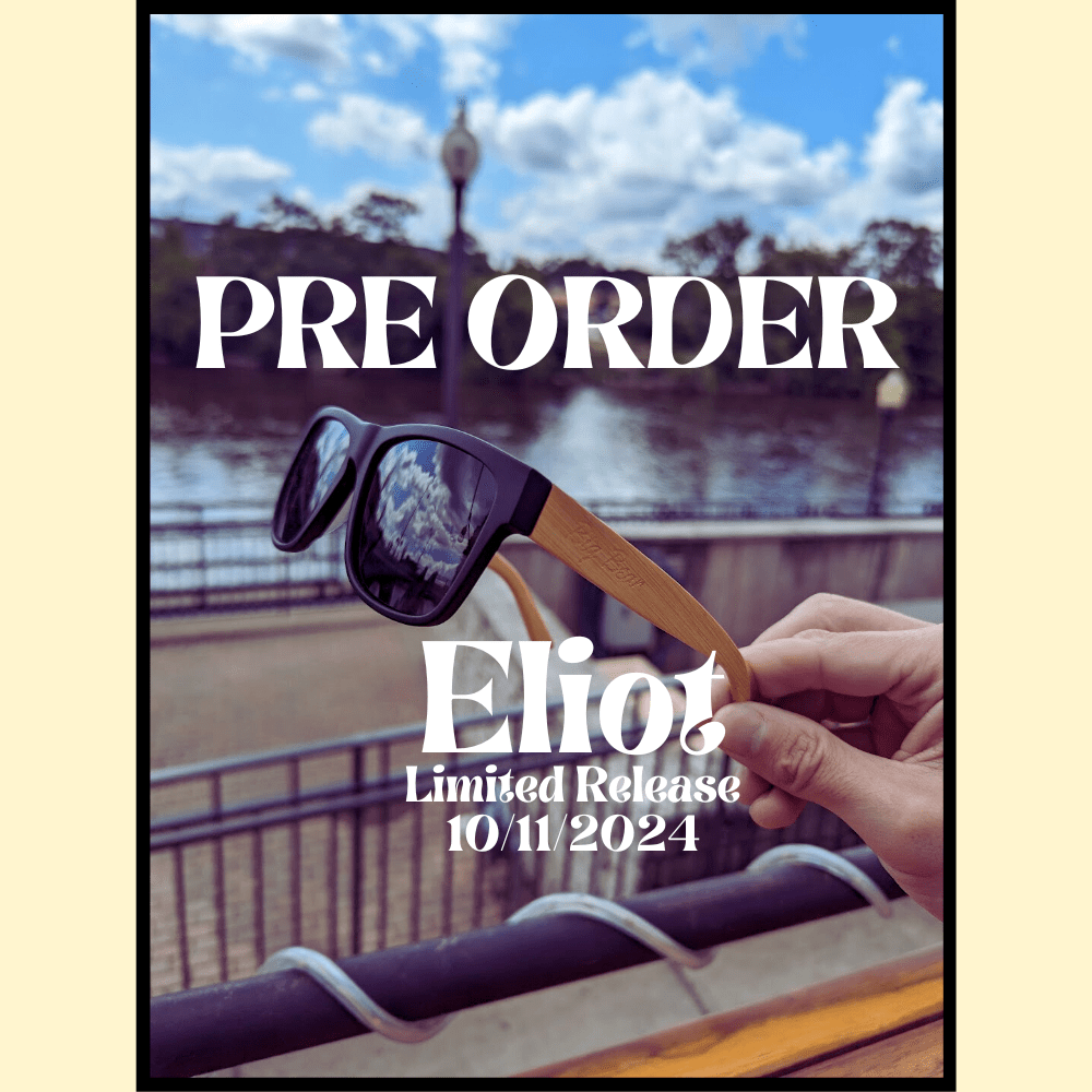Pre-Order Eliot - Bamboo Temples with Black Acetate Front Frames & Vintage Green lens.