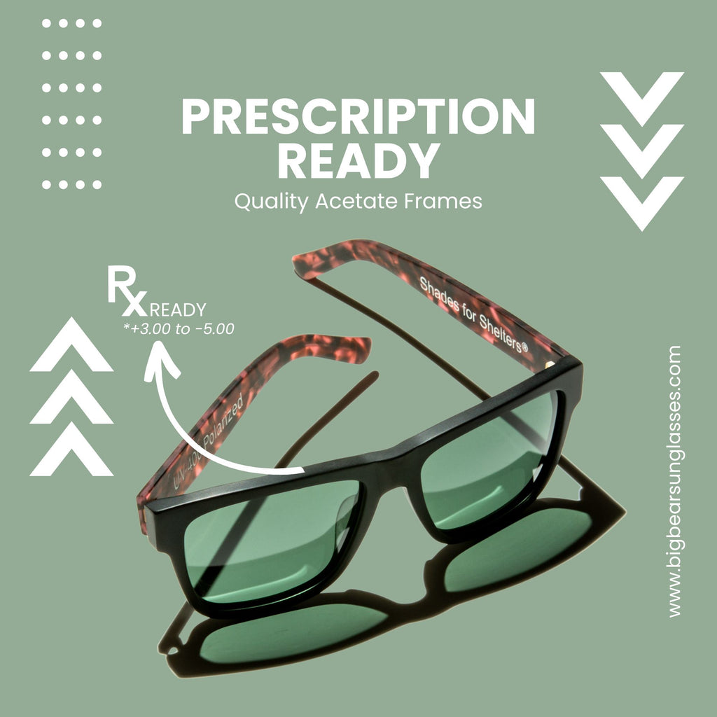 Prescription ready acetate sunglasses in pink havana pattern