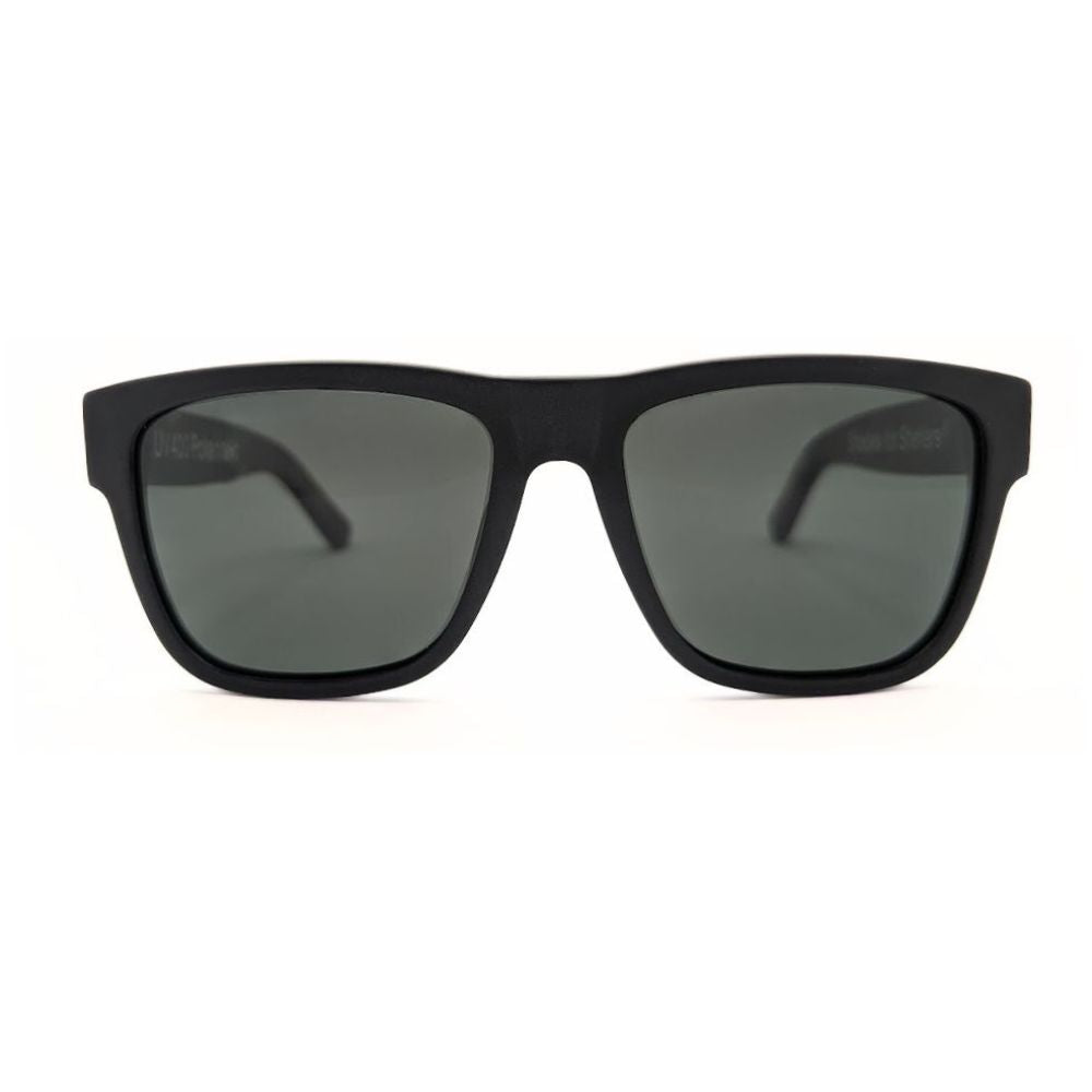 Matte Finish Translucent Gray Acetate Sunglasses with Green Lenses