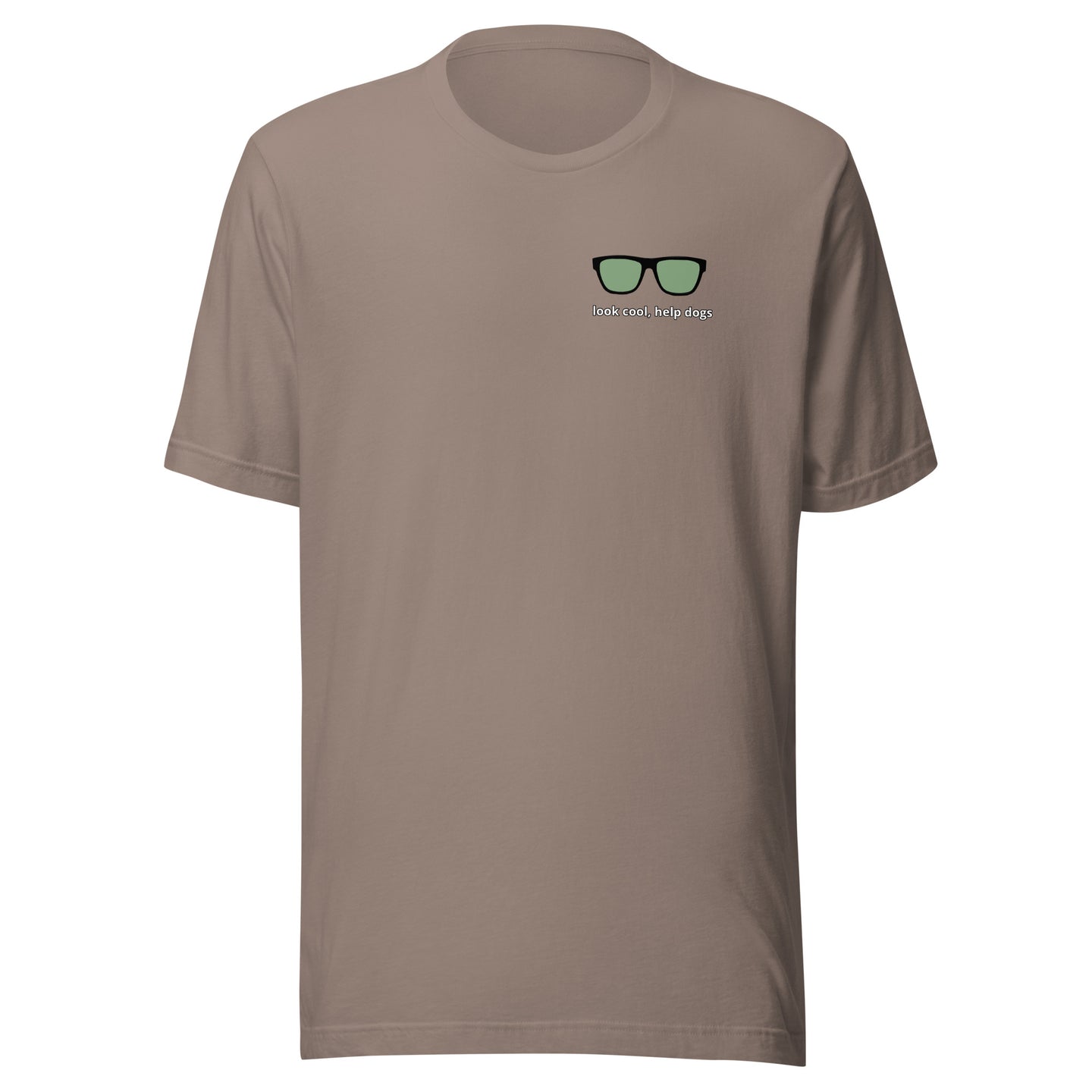 Look Cool, Help Dogs Unisex Tshirt pebble front